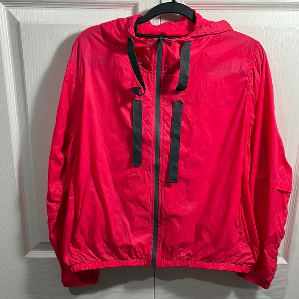 ZYIA Vibrant Windbreaker Jacket Coral Pink Lightweight Hooded Activewear - Picture 5 of 12
